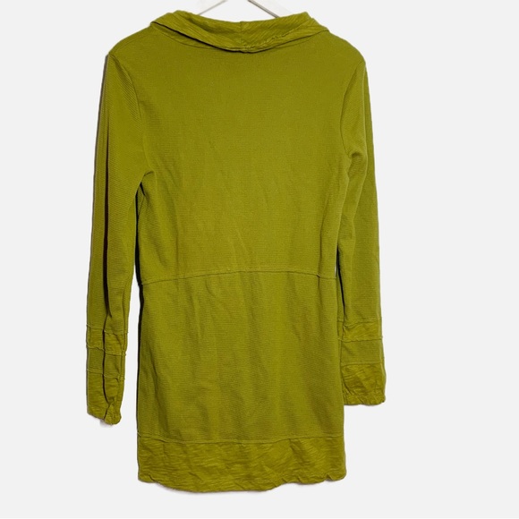 Neon Buddha cowl neck chartreuse green long sleeve waffle knit boho tunic S - Picture 2 of 8